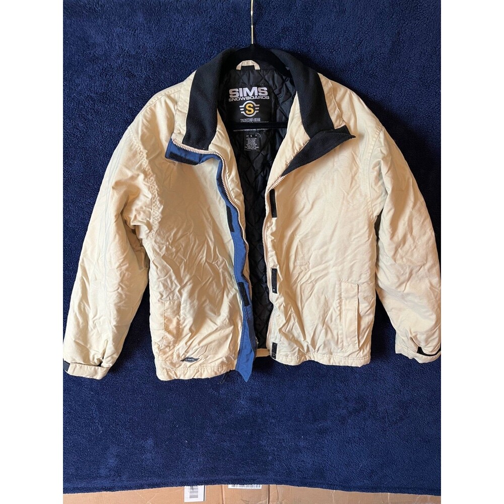 Sims Snowboard Jacket Men's LARGE Beige Ski Zone Waterproof and Breathable VTG